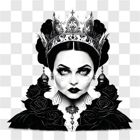 Download Elegant Black And White Image Of Queen Of Spades Png Online Creative Fabrica