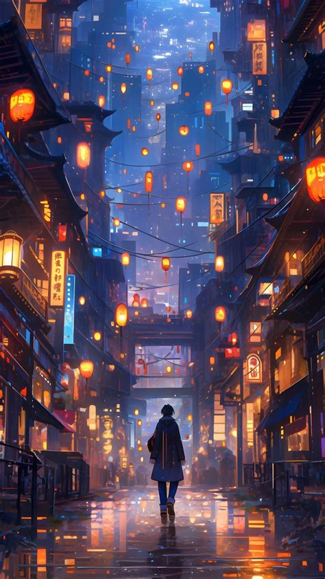 Lantern Alley Anime Style Art | Scenery wallpaper, Anime scenery wallpaper, Anime scenery