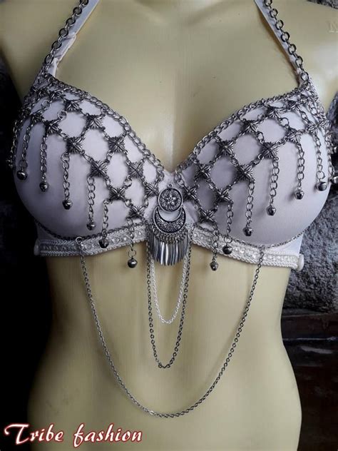 Chain festival rave bra tribal bra belly dance fusion bra Etsy с