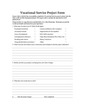 Fillable Online Clubrunner Vocational Service Project Form Clubrunner