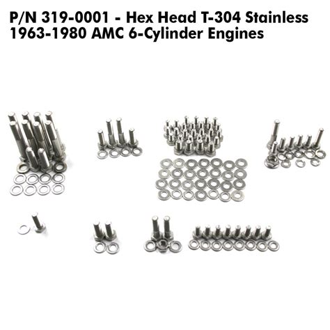 Bolt Kit Amc 6 Cylinder Engine T 304 Stainless 1963 1991 Amc Rambl American Performance