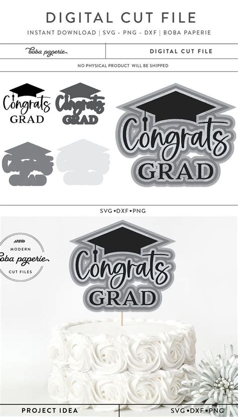 Graduation Cake Topper Svg Congrats Grad Svg Layered Graduation Cake