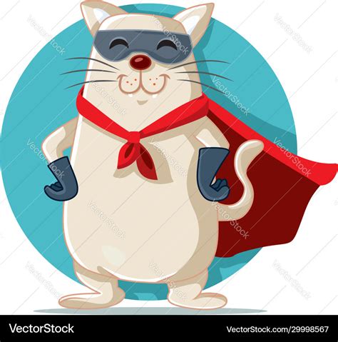 Superhero cat cartoon funny character Royalty Free Vector