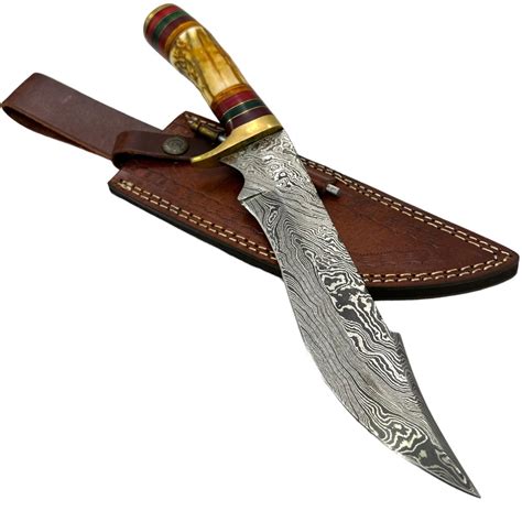 12 Inch Damascus Steel Custom Handmade Hunting Bowie Knife S