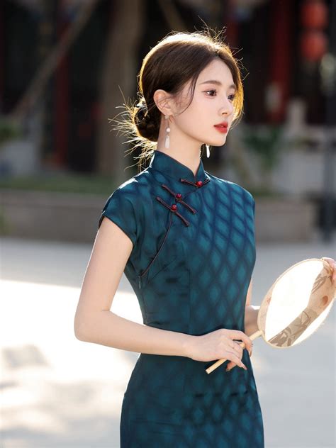 Modern Chinese Outfit Female Long Printing Qipao