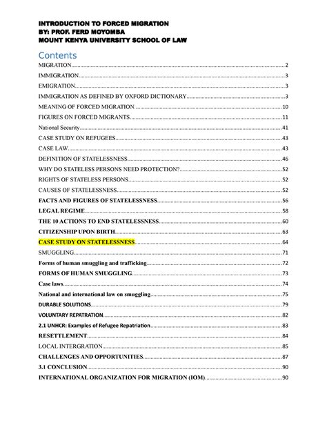Complied Forced Migration Notes BY PROF FERD MOYOMBA MOUNT KENYA