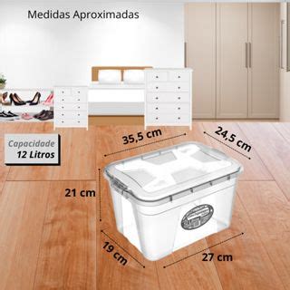 Kit Caixas Organizadoras Transparente Litros Travas De