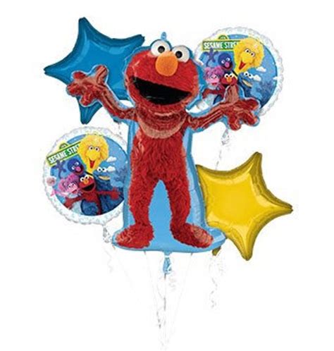 Elmo Balloon Bouquet Set Of 5 Elmo Birthday Party Etsy