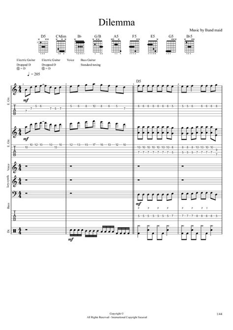 Dilemma Drum Tab & Chords - BAND MAID | PaidTabs.com