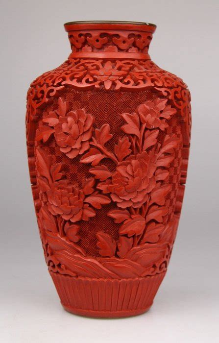 Vase Cinnabar Lacquer Flowers China Second Half Catawiki