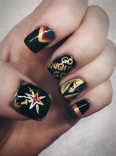 Pin By Paula Johnson On Vgk Vegas Nails Hockey Nails French