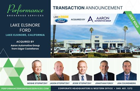 Aaron Automotive Group Acquires Lake Elsinore Ford in Lake Elsinore, California from Edgar ...