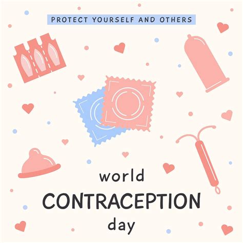 World Contraception Day Square Card Contraceptive Items For Safe Sex