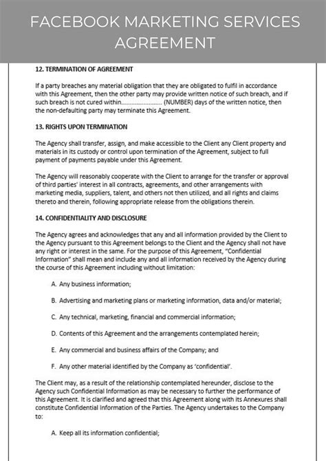 Facebook Marketing Services Agreement, Editable Template, Contract