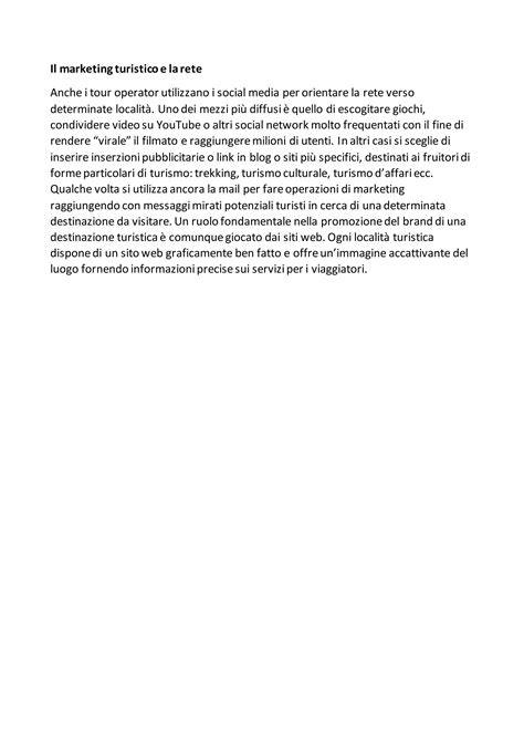 Il marketing turistico e la rete | DOCX