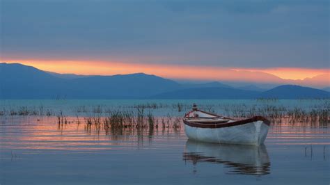 Wallpaper Boat Sunset Sea Bay Lake Nature Shore Reflection