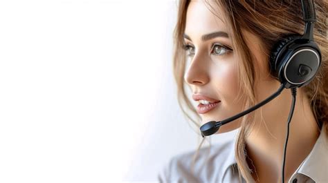 Premium Photo Woman Wearing Headset With Microphone Generative Ai