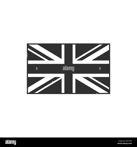 United Kingdom Flag Icon In Black Outline Flat Design Independence Day