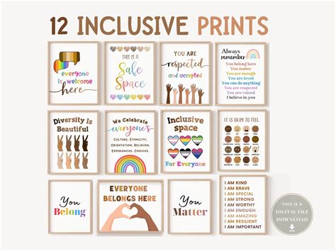 12 Inclusion Posters School Counselor Office Decor Inclusive Wall Art Sign Social Worker