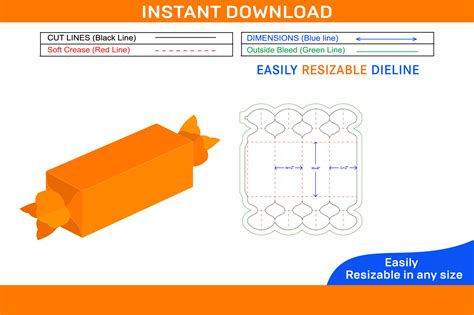 Chocolate Box Die Cut Template And 3d Box Design Box Dieline And 3d Box 21352314 Vector Art At