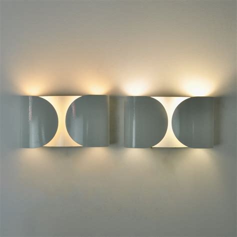 Pair Of White Foglio Wall Lamps By Tobia Afra Scarpa For Flos S