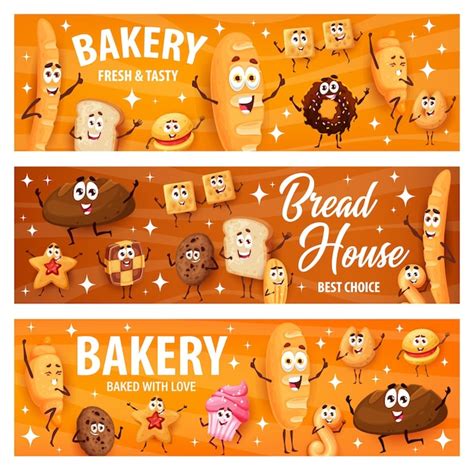 Premium Vector Cartoon Bread Bakery And Confectionery Characters