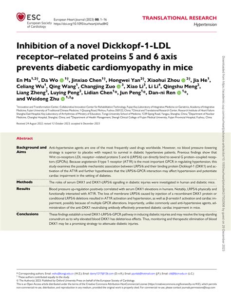 Pdf Inhibition Of A Novel Dickkopf Ldl Receptorrelated Proteins