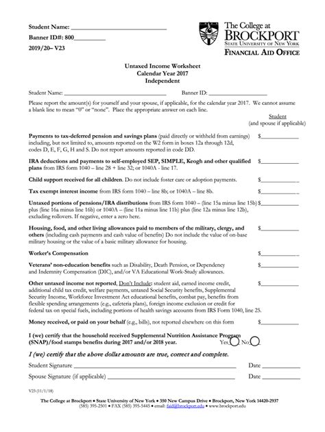 Fillable Online Untaxed Income Worksheet Untaxed Income Worksheet Fax