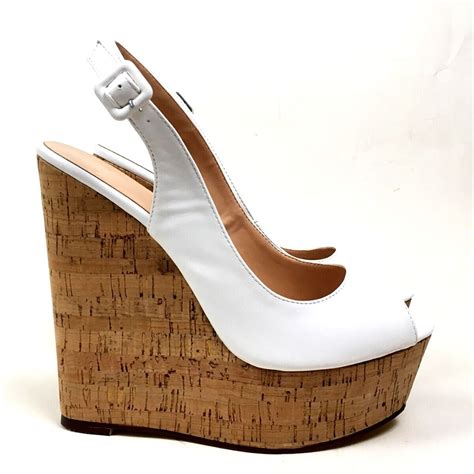 Sexy Cork Platform Wedges Very High Heel Slingback Sandals Size Uk1 11