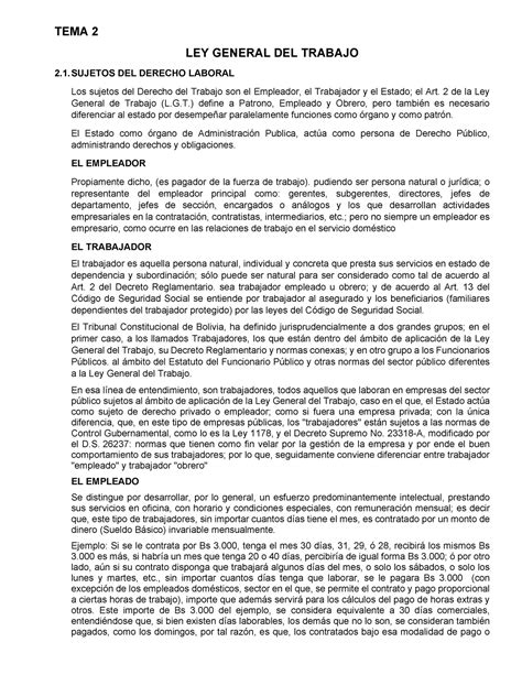 T Ley General Del Trabajo Legislacion Laboral Incos Santa Cruz