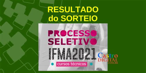 Resultado do sorteio do seletivo 2021 do IFMA para cursos técnicos