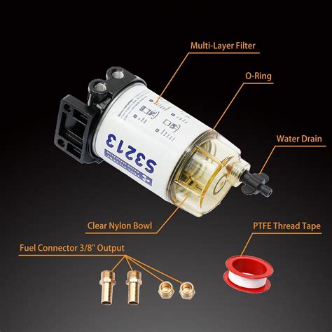 Fuel Filter Water Separator Assembly Kit Fit For Marine Outboard Motor