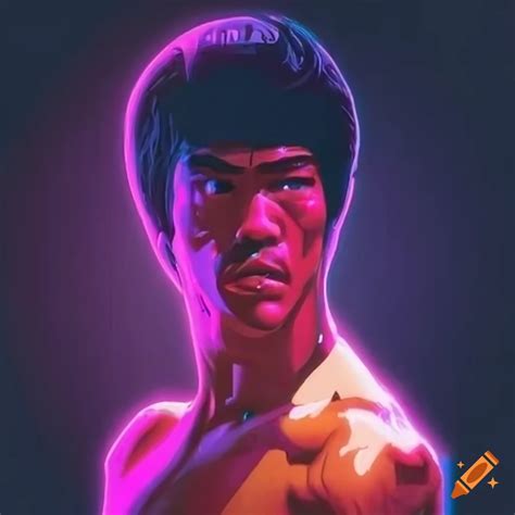 Synthwave Artwork Of Bruce Lee On Craiyon