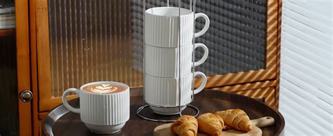 Tikooere Ceramic Coffee Mugs With Stand 15 Oz Stackable