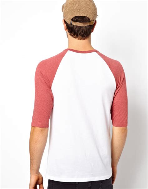 Lyst Asos 3 4 Sleeve T Shirt With Contrast Raglan Sleeves In White For Men