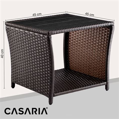 Polyrattan Garden Side Table Brown X X Cm Deubaxxl