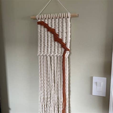 Neutral Fiber Art Extra Long Macrame Wall Hanging Tall Vertical Tapestry Modern Wall Decor