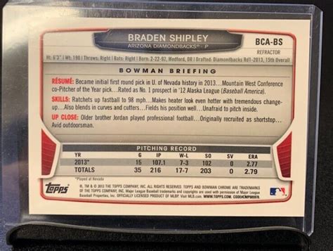 Bowman Chrome Braden Shipley Rookie Refractor Autograph Auto Sp Ebay