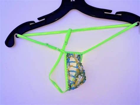 Men Micro Bikini Thong G String Neon Swimwear Underwear Tiny Etsy