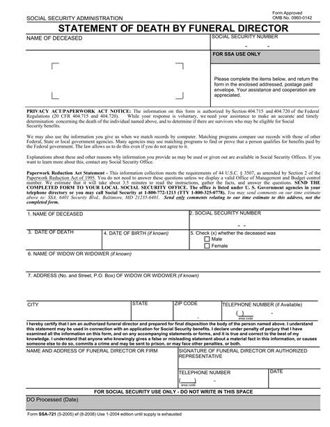 Social Security Form Ssa 721 ≡ Fill Out Printable Pdf Forms Online