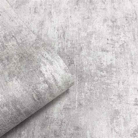 Phelan Texture Grey Metallic Silver Ink Industrial Effect Wallpaper