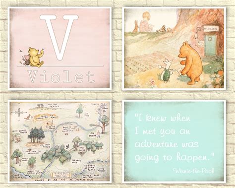 Classic Winnie The Pooh Wall Art Art Print Set Acre Etsy