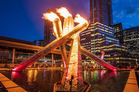 Lit Vancouver Olympic Cauldron Winter 2018