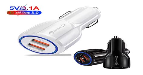 Quick Charge Qc30 Dual Usb Car Onboard Charger Car Adapter For Cell Phone Smart Phone 31a Fast