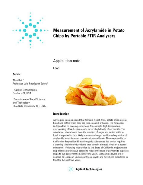 Pdf Measurement Of Acrylamide In Potato Chips By Portable Ftir