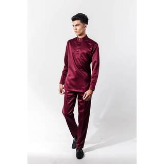 BM6069 Pazze Baju Melayu Slim Fit Maroon Shopee Malaysia