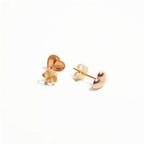 14k Rose Gold Heart Earrings // Rose Gold Heart Studs Heart