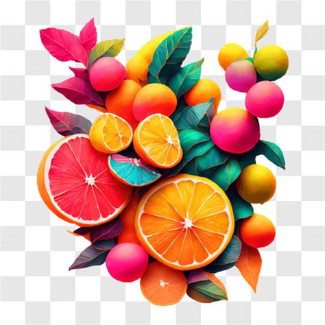 Descarga Ensalada De Frutas Vibrante Con Frutas Y Hojas Surtidas Png En