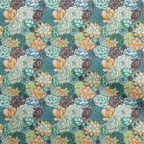 OneOone Cotton Poplin Teal Green Fabric Florals Diy Clothing Quilting