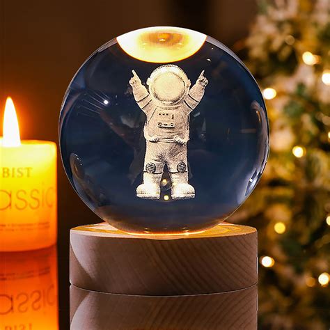 X Crystal Ball Lamp X Wooden Base Christmas Crystal Lamp Night